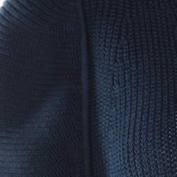 Pre Owned Fendi Navy Blue Crochet Knit Ruched Sleeve Midi Sweater Dress M