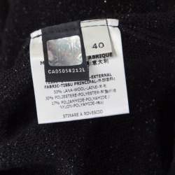 Pre Owned Fendi Black Floral Jacquard Lurex Knit Neck Tie Detail Sweater S