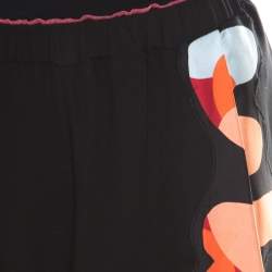 Pre Owned Fendi Black  Silk Printed Logo Detail Elasticized Waist Jogger Pants M