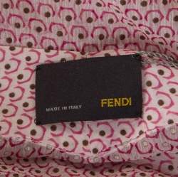 Pre Owned Fendi Pink Geometric Print Sheer Silk Poncho S