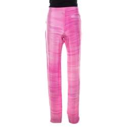 Fendi Pink Striped Crepe de Chine Silk Relaxed Trousers M