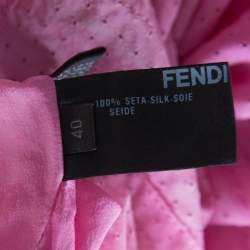 Pre Owned Fendi Pink Micro Dot Perforated Silk Elasticized Ankle Trousers S