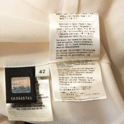 Pre Owned Fendi Cream Silk Buttoned Shoulder Asymmetrical Waterfall Front Blouse M 