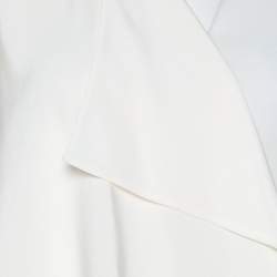 Pre Owned Fendi Cream Silk Buttoned Shoulder Asymmetrical Waterfall Front Blouse M 