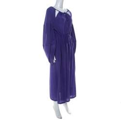 Pre Owned Fendi Violet Crepe Silk Cut Out Detail Raglan Sleeve Midi Dress M