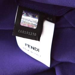 Pre Owned Fendi Violet Crepe Silk Cut Out Detail Raglan Sleeve Midi Dress M