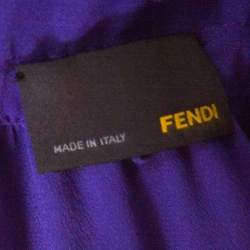 Pre Owned Fendi Violet Crepe Silk Cut Out Detail Raglan Sleeve Midi Dress M