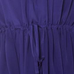 Pre Owned Fendi Violet Crepe Silk Cut Out Detail Raglan Sleeve Midi Dress M