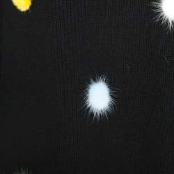 Fendi Black Wool Pom Pom Detail Turtleneck Cape (One Size)