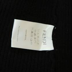 Fendi Black Wool Pom Pom Detail Turtleneck Cape (One Size)