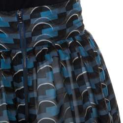 Pre Owned Fendi Curacao Blue Abstract Printed Silk Harem Pants S