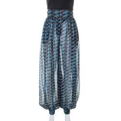 Pre Owned Fendi Curacao Blue Abstract Printed Silk Harem Pants S