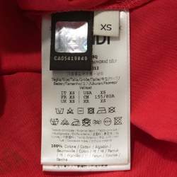 Pre Owned Fendi Coral Red Cotton Embellished Detail Trevi Falls T-Shirt XS