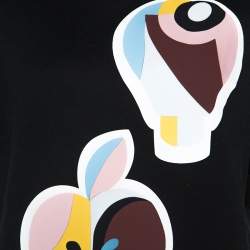 Pre Owned Fendi Black Motif Print Jersey Short Sleeve Sweatshirt M