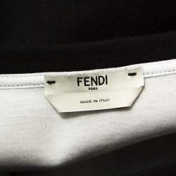 Pre Owned Fendi Black Motif Print Jersey Short Sleeve Sweatshirt M