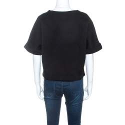 Pre Owned Fendi Black Motif Print Jersey Short Sleeve Sweatshirt M