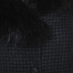 Fendi Charcoal Grey Wool & Silk Fur Trim Coat M