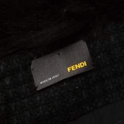 Fendi Charcoal Grey Wool & Silk Fur Trim Coat M