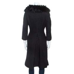 Fendi Charcoal Grey Wool & Silk Fur Trim Coat M