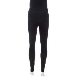 Pre Owned Fendi Black Stretch Knit Leggings M 