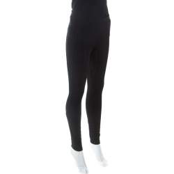 Pre Owned Fendi Black Stretch Knit Leggings M 