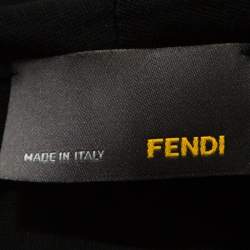 Pre Owned Fendi Black Knit Ruched Detail Long Sleeve Midi Dress L