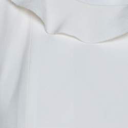 Pre Owned Fendi Off White Silk Ruffle Detail Pleated Short Dress S