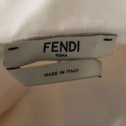 Pre Owned Fendi Off White Silk Ruffle Detail Pleated Short Dress S