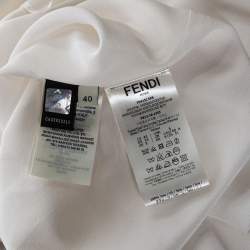 Pre Owned Fendi Off White Silk Ruffle Detail Pleated Short Dress S