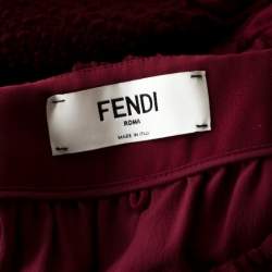 Pre Owned Fendi Burgundy Floral Jacquard Midi Skirt M