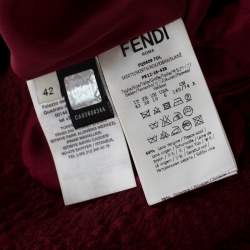 Pre Owned Fendi Burgundy Floral Jacquard Midi Skirt M