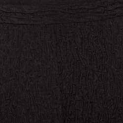 Pre Owned Fendi Black Textured Wool Gathered Hem Detail Skirt M