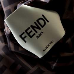 Pre Owned Fendi Black Logo Print Silk Reversible Quilted Bomber Jacket S