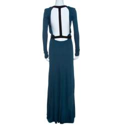 Pre Owned Fendi Dark Teal Jersey Backless Maxi Dress S