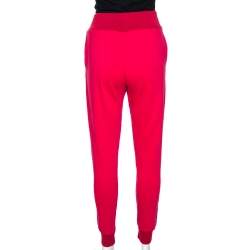 Pre Owned Fendi Pink Cotton Side Logo Band Detail Track Pants M