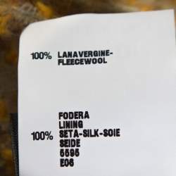 Pre Owned Fendi Yellow Tweed Side Slit Detail Midi Skirt S