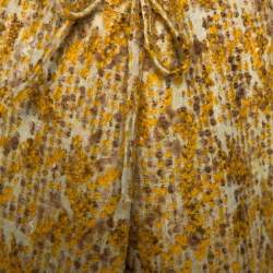Pre Owned Fendi Yellow Tweed Side Slit Detail Midi Skirt S