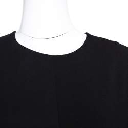 Pre Owned Fendi Black Stretch Knit Wool Overlay Asymmetric Sleeve Dress L