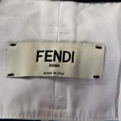 Pre Owned Fendi Multicolor Wave Printed Cotton Wide Leg Trousers M