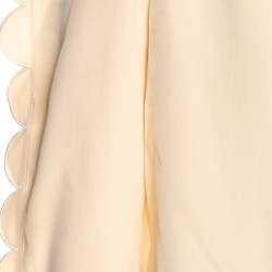 Pre Owned Fendi Cream Silk Scalloped Long Sleeve Blouse S