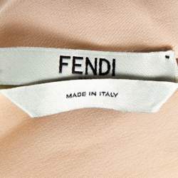 Pre Owned Fendi Cream Silk Scalloped Long Sleeve Blouse S