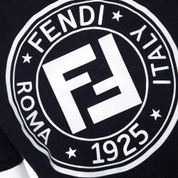 Pre Owned Fendi Black Embossed Logo Print Cotton Fendirama T-Shirt M