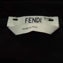 Pre Owned Fendi Black Embossed Logo Print Cotton Fendirama T-Shirt M