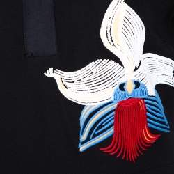 Pre Owned Fendi Black Floral Embroidered Crepe Cutout Detail Dress S