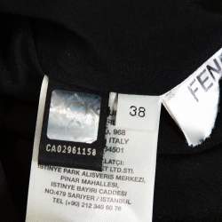 Pre Owned Fendi Black Floral Embroidered Crepe Cutout Detail Dress S