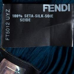 Pre Owned Fendi Green Plisse Silk Ruffled Top M