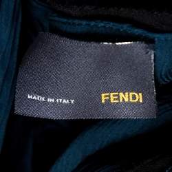 Pre Owned Fendi Green Plisse Silk Ruffled Top M