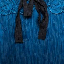 Pre Owned Fendi Green Plisse Silk Ruffled Top M