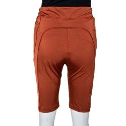 Pre Owned Fendi Burnt Orange Logo Embossed Cycling Shorts M