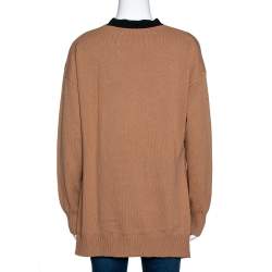 Pre Owned Fendi Sand Brown Cashmere Blend MCMXXV Detail Asymmetric Sweater M